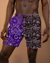 Big & Tall Men's Hawaii. Paisley Purple Colorblock Holiday Shorts